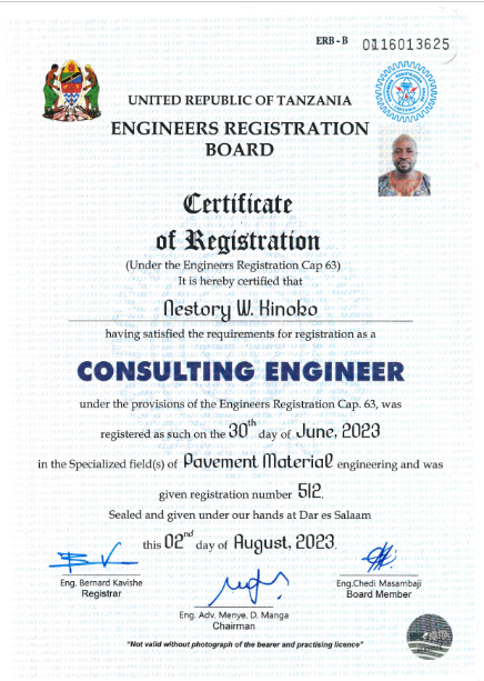 Sample ERB Certificate of Registration